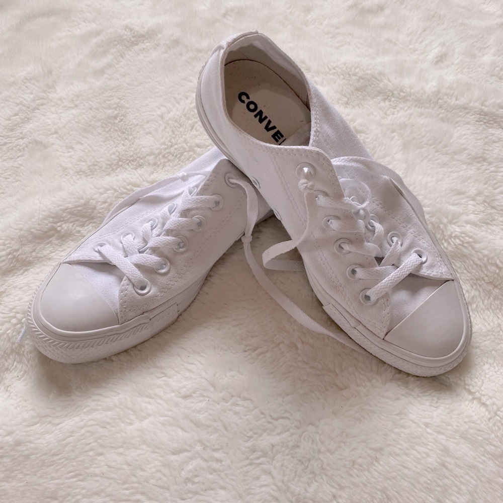 All white converse sneakers